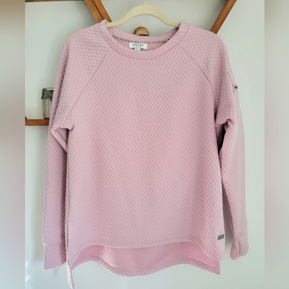 Nine West Light Pink Textured Active Sweatshirt